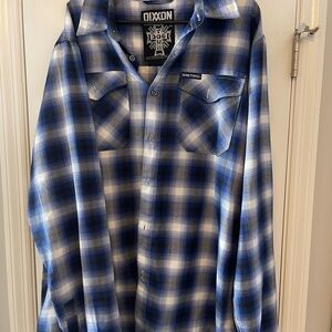 DIXXON White and Blue Flannel Shirt